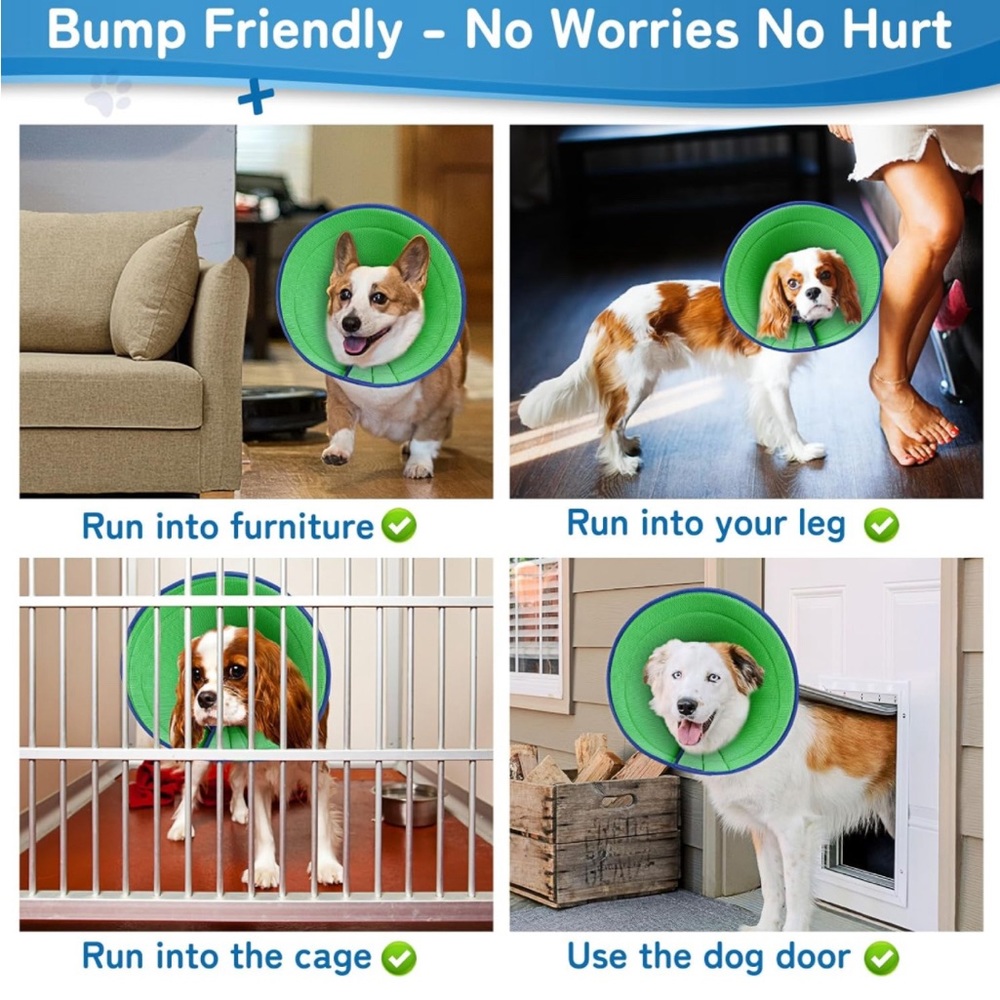 Extra soft, flexible, and adjustable dog cone collars